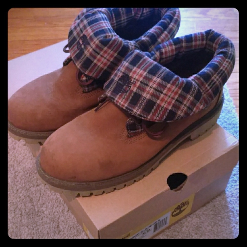 Timberland Juniors 7 Norse Flannel Roll Top boots